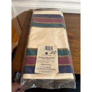 American Greetings Plastic Tablecover Striped Satin Finish Vintage USA